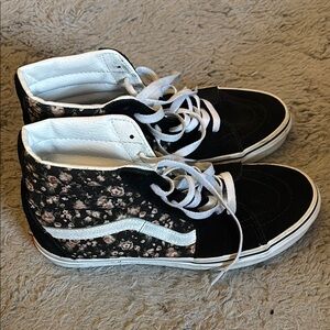 Vans Women's Black Floral High-Top Sneakers